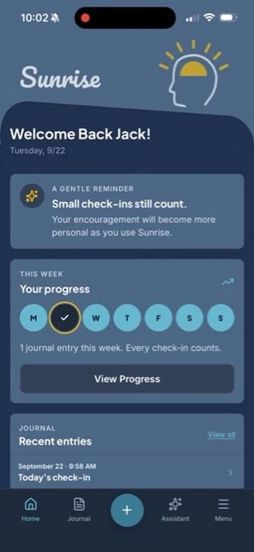 Sunrise mobile app screenshot